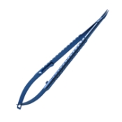 Needle Holder, Titanium, Curved, Medium 9mm Jaws, With Lock, Round Handle, Overall Length 5-1/4" (136mm) 